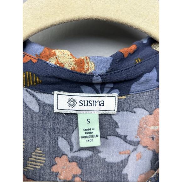 Susina Shirt Dress Womens Small‎ Sleeveless Casual Blue Summer Flowy Relaxed - Picture 4 of 7